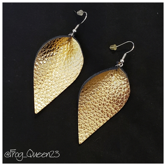 Jewelry - Golden Faux Leather Earrings